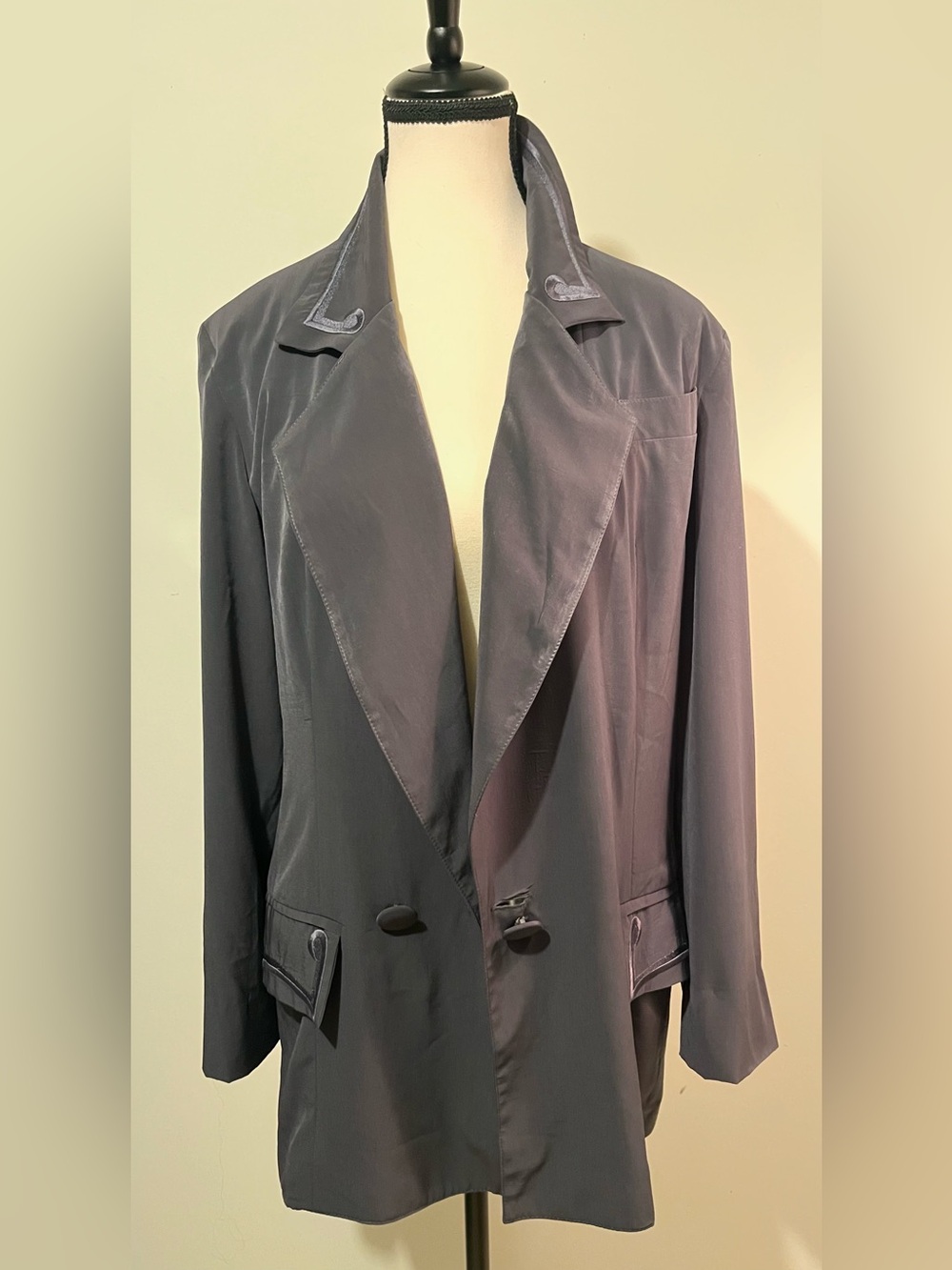 Women's Slate Gray Long Blazer Jacket